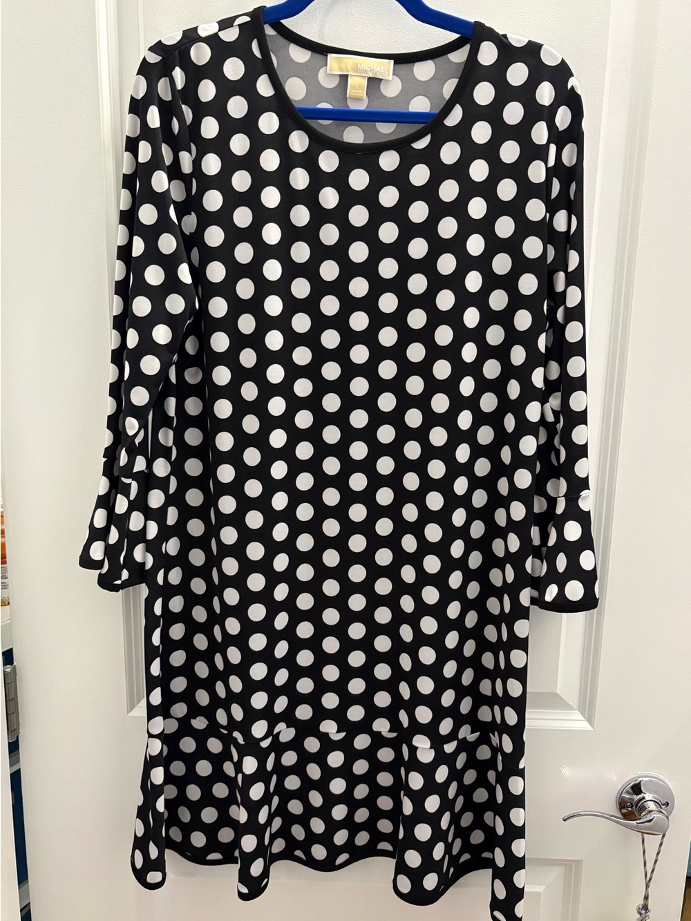 Michael Kors Black and White Polka Dot Midi Dress